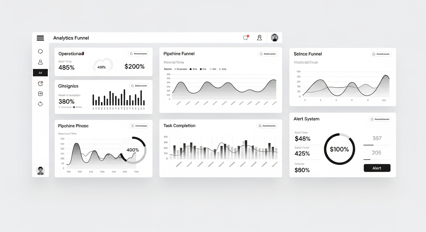 Dashboard operacional Dynamiq — métricas, pipeline y alertas en tiempo real